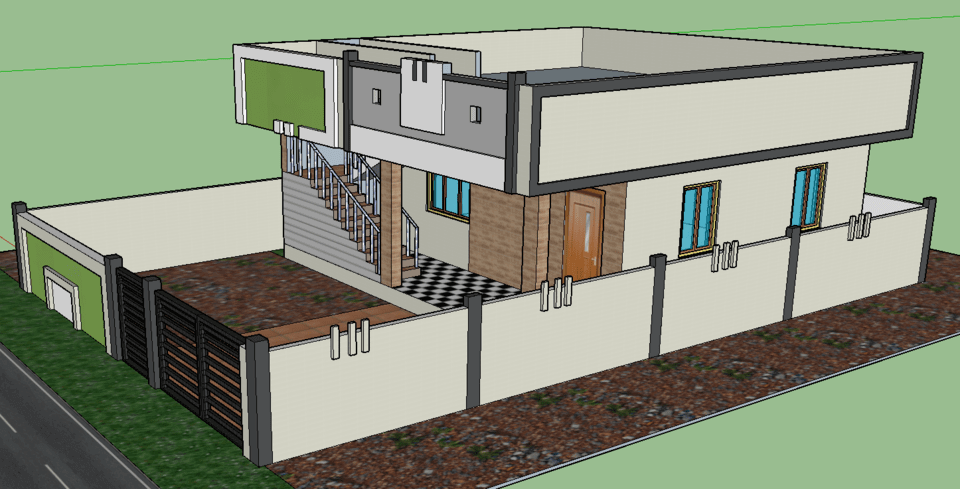 Single floor home front design